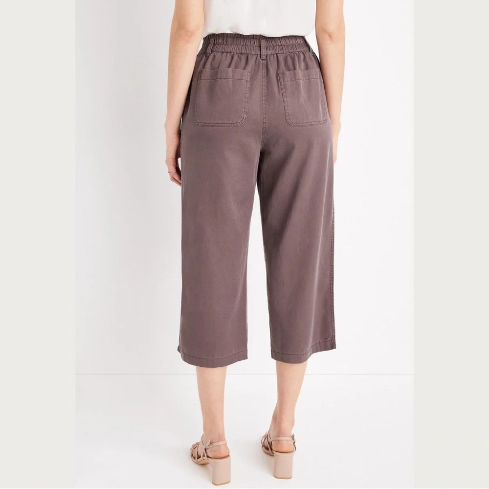 Maurices Solid High Rise Cropped Wide Leg Weekender Pant XL BNWT Brown Arrow - Picture 3 of 11